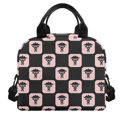 Caduceus Pattern Print Insulated Lunch Bag