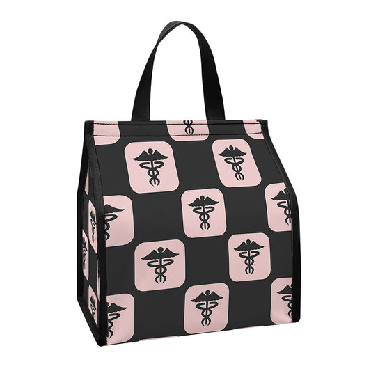 Caduceus Pattern Print Insulated Lunch Tote