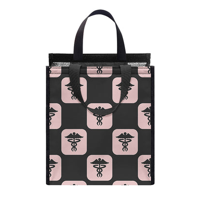 Caduceus Pattern Print Insulated Lunch Tote