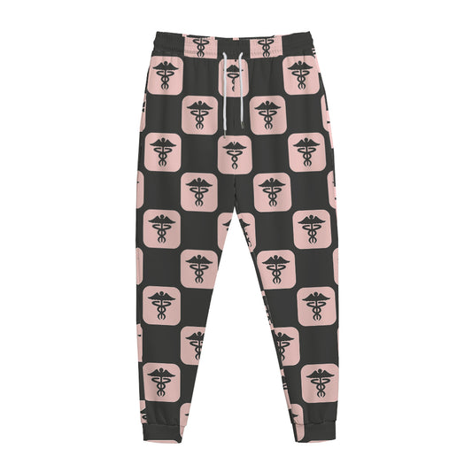 Caduceus Pattern Print Jogger Pants