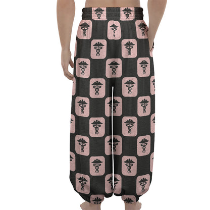 Caduceus Pattern Print Lantern Pants