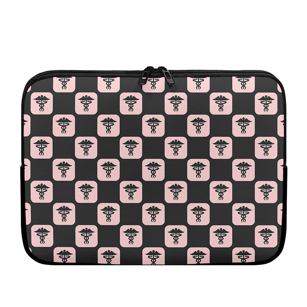 Caduceus Pattern Print Laptop Sleeve