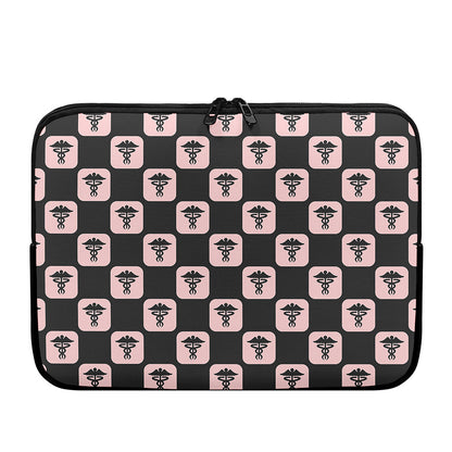 Caduceus Pattern Print Laptop Sleeve