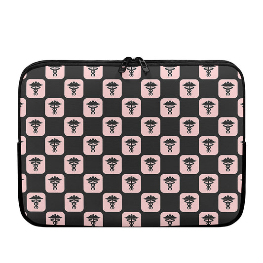 Caduceus Pattern Print Laptop Sleeve
