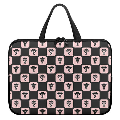 Caduceus Pattern Print Laptop Sleeve With Handle