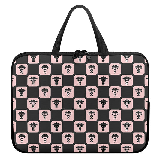 Caduceus Pattern Print Laptop Sleeve With Handle