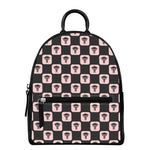 Caduceus Pattern Print Leather Backpack