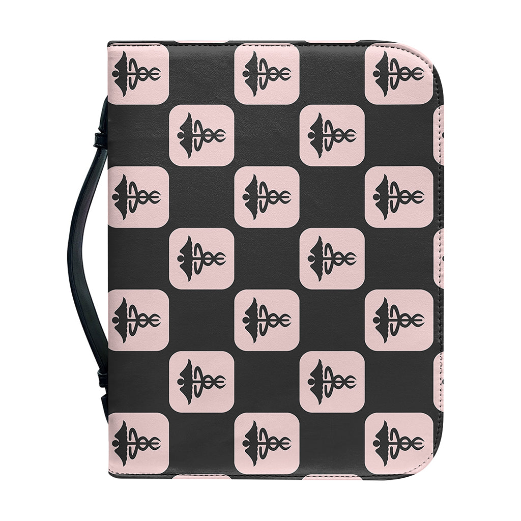 Caduceus Pattern Print Leather Bible Cover