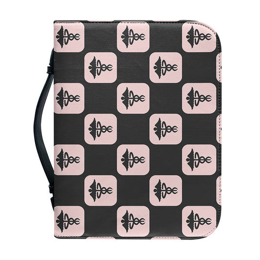 Caduceus Pattern Print Leather Bible Cover