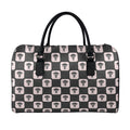 Caduceus Pattern Print Leather Duffel Bag