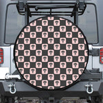 Caduceus Pattern Print Leather Spare Tire Cover