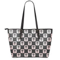 Caduceus Pattern Print Leather Tote Bag With Zipper