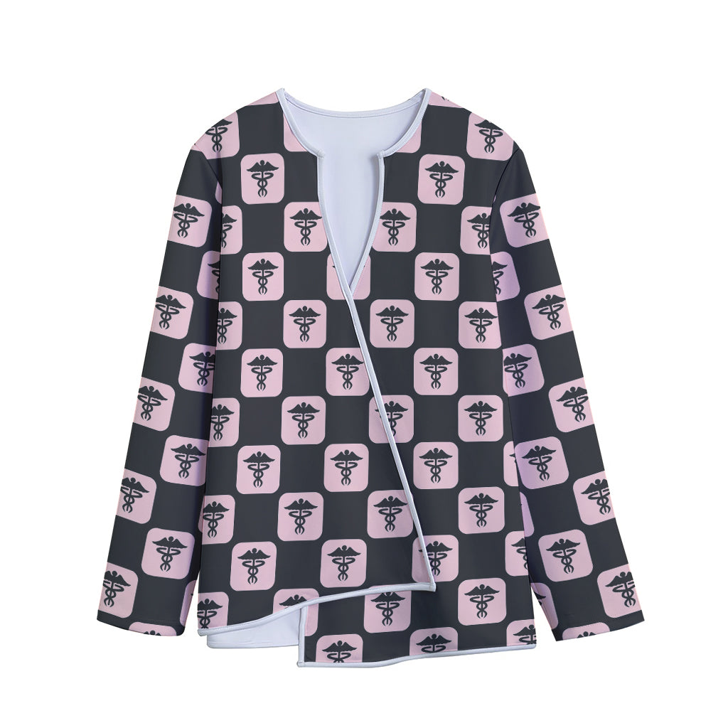 Caduceus Pattern Print Long Sleeve Short Coat