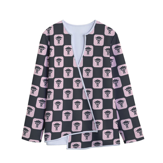 Caduceus Pattern Print Long Sleeve Short Coat