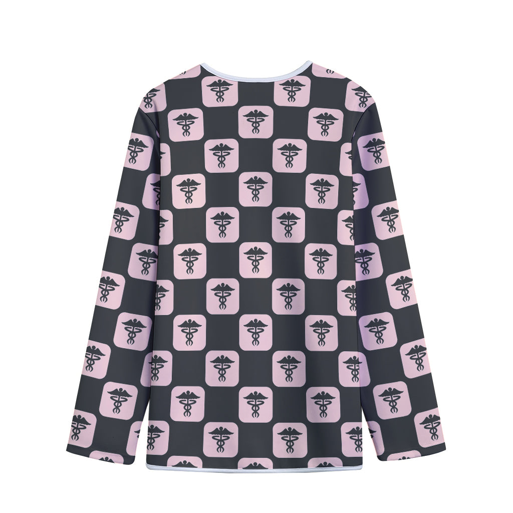 Caduceus Pattern Print Long Sleeve Short Coat