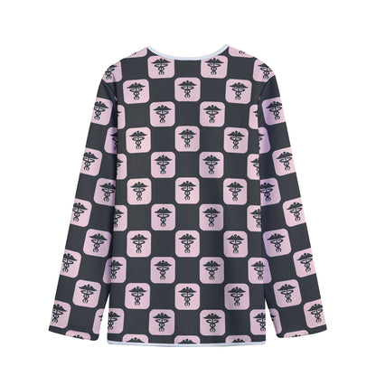 Caduceus Pattern Print Long Sleeve Short Coat