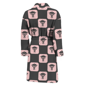 Caduceus Pattern Print Men's Bathrobe