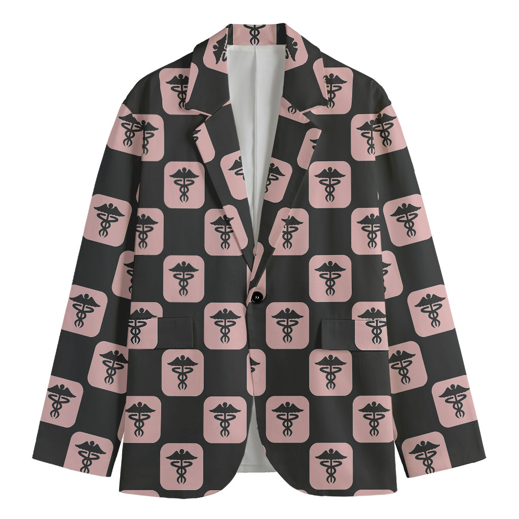 Caduceus Pattern Print Men's Blazer