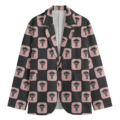 Caduceus Pattern Print Men's Blazer