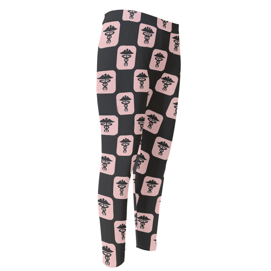 Caduceus Pattern Print Men's Compression Pants