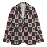 Caduceus Pattern Print Men's Cotton Blazer