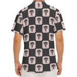 Caduceus Pattern Print Men's Deep V-Neck Shirt