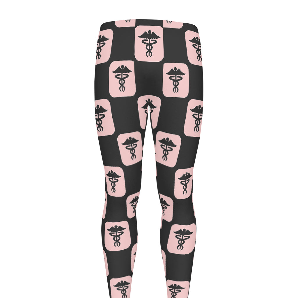 Caduceus Pattern Print Men's leggings