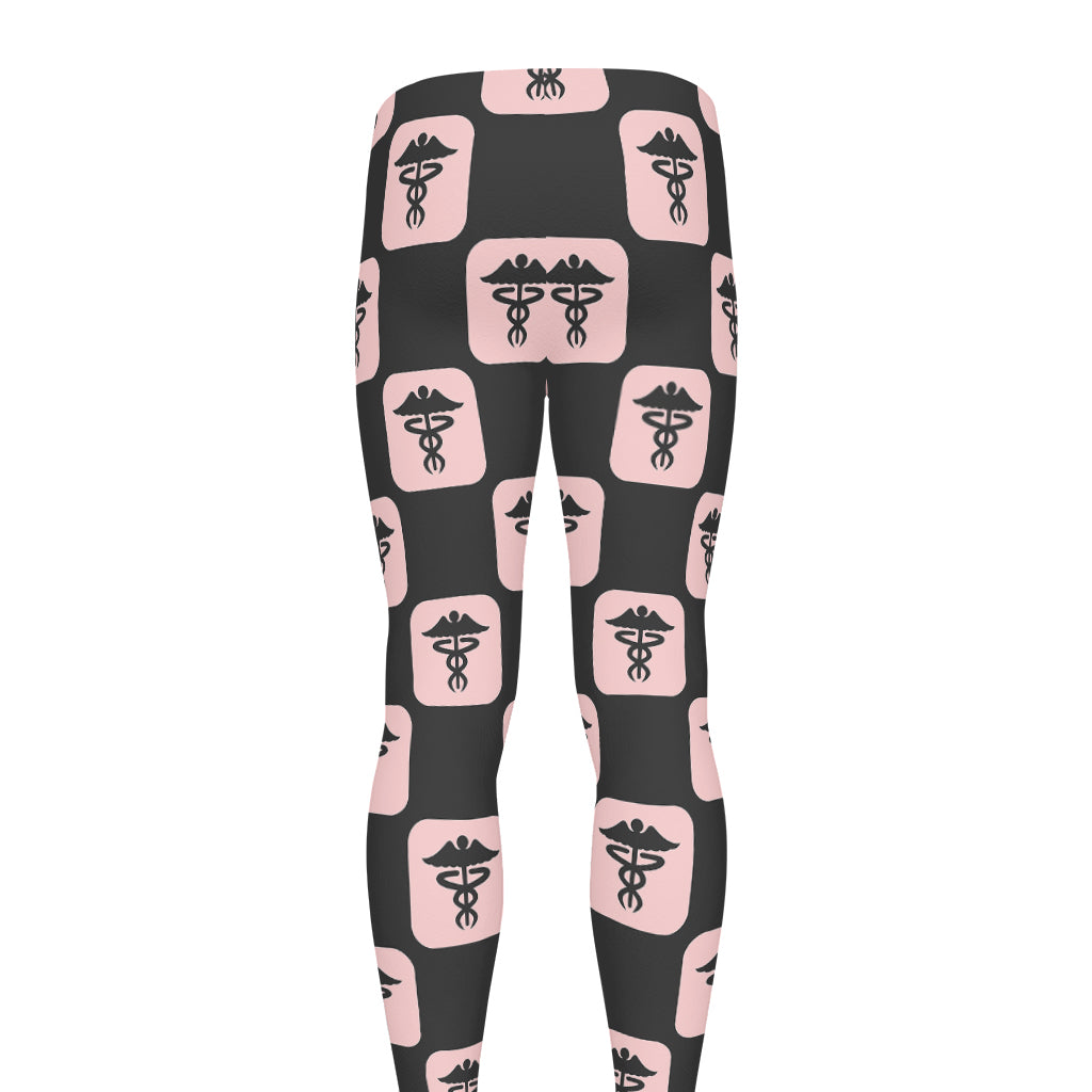 Caduceus Pattern Print Men's leggings