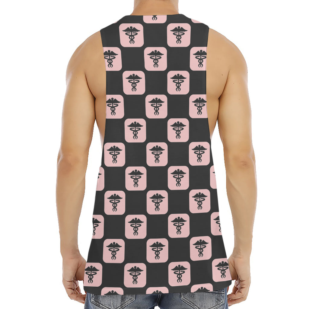Caduceus Pattern Print Men's Muscle Tank Top