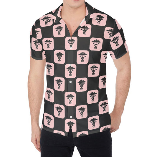 Caduceus Pattern Print Men's Shirt