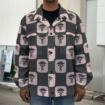 Caduceus Pattern Print Men's Shirt Jacket