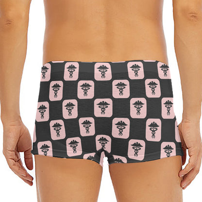 Caduceus Pattern Print Men's Short Boxer Briefs