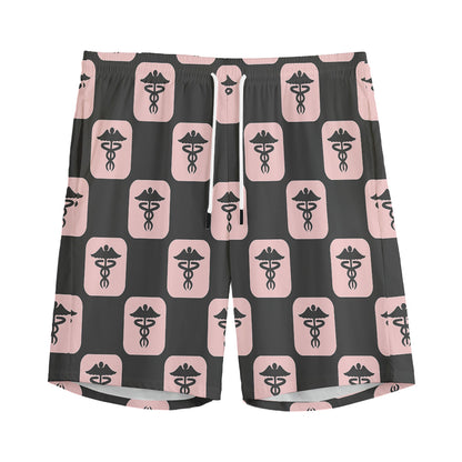 Caduceus Pattern Print Men's Sports Shorts