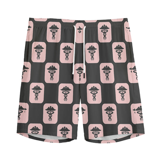 Caduceus Pattern Print Men's Sports Shorts