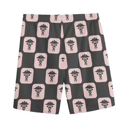 Caduceus Pattern Print Men's Sports Shorts