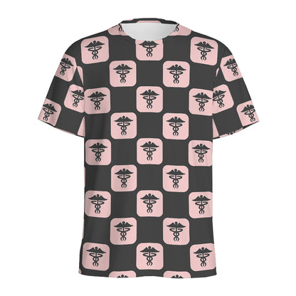 Caduceus Pattern Print Men's Sports T-Shirt