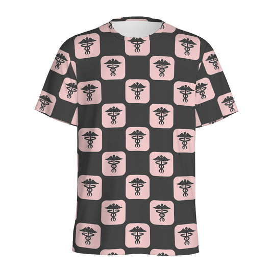 Caduceus Pattern Print Men's Sports T-Shirt