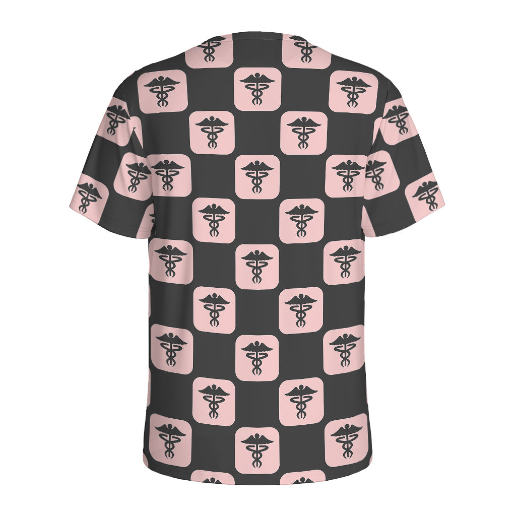 Caduceus Pattern Print Men's Sports T-Shirt