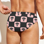 Caduceus Pattern Print Men's Swim Briefs