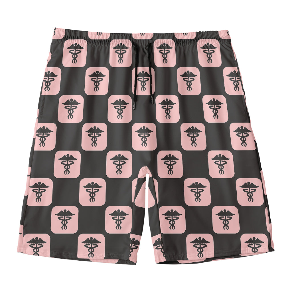 Caduceus Pattern Print Men's Swim Trunks