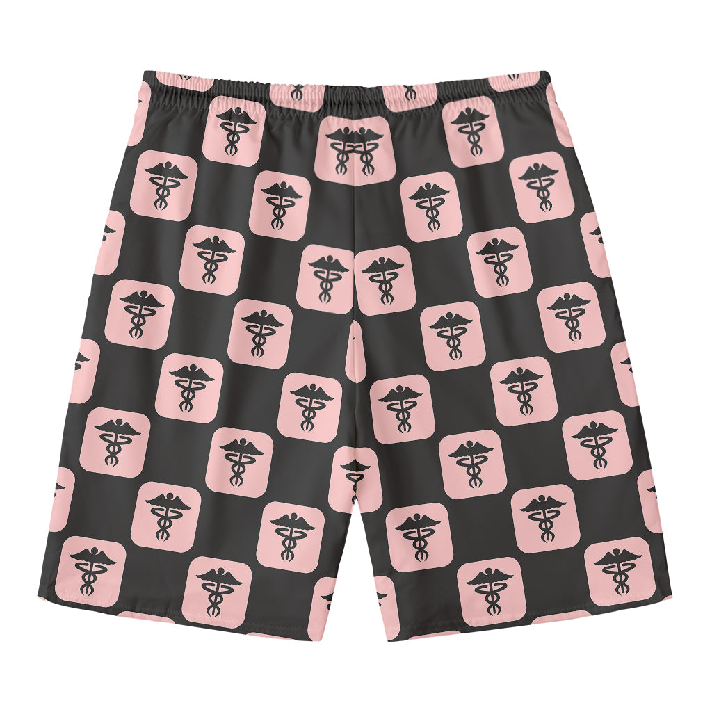 Caduceus Pattern Print Men's Swim Trunks