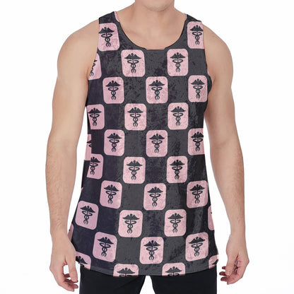 Caduceus Pattern Print Men's Velvet Tank Top