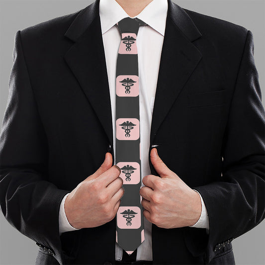 Caduceus Pattern Print Necktie