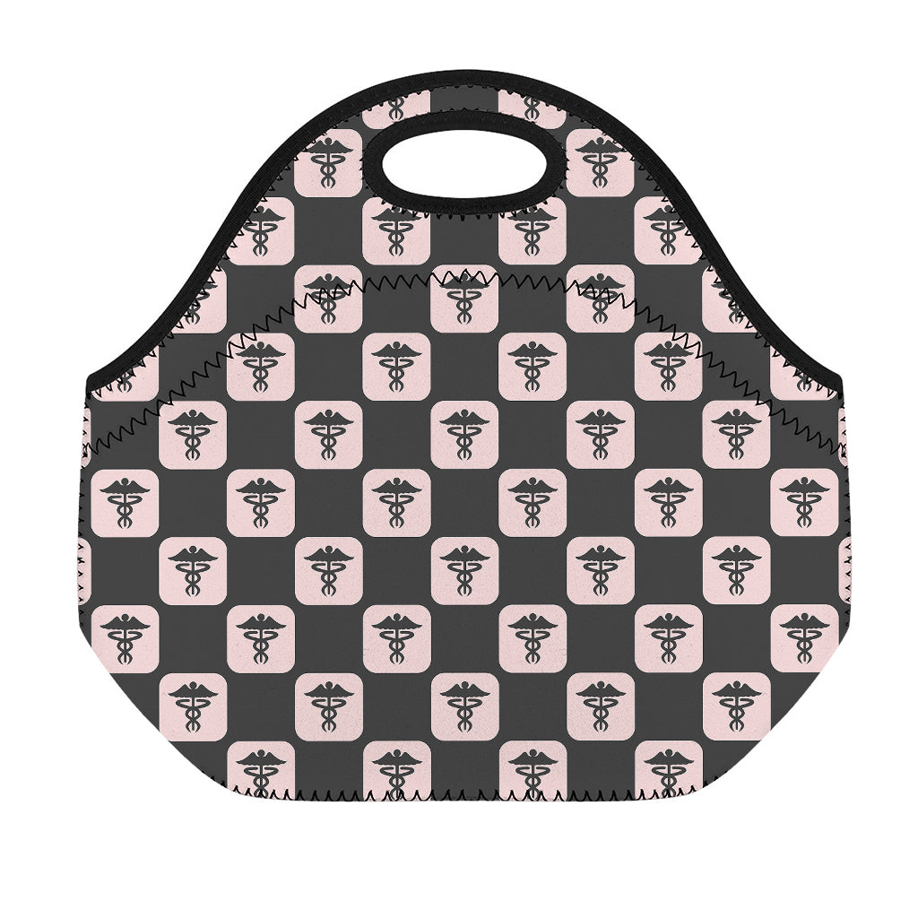 Caduceus Pattern Print Neoprene Lunch Bag