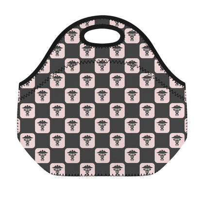 Caduceus Pattern Print Neoprene Lunch Bag