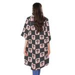 Caduceus Pattern Print Open Front Beach Cover Up