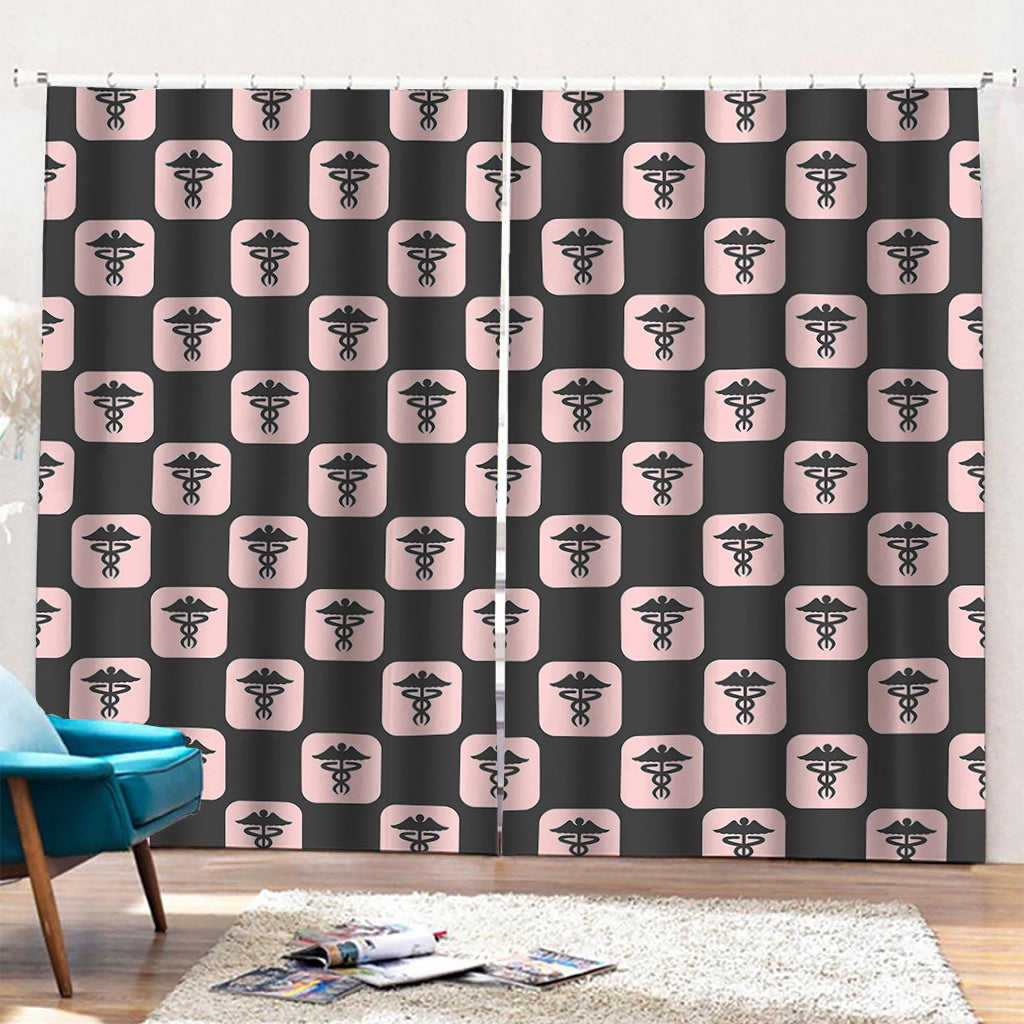 Caduceus Pattern Print Pencil Pleat Curtains