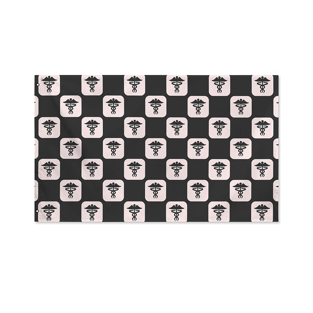 Caduceus Pattern Print Polyester Flag