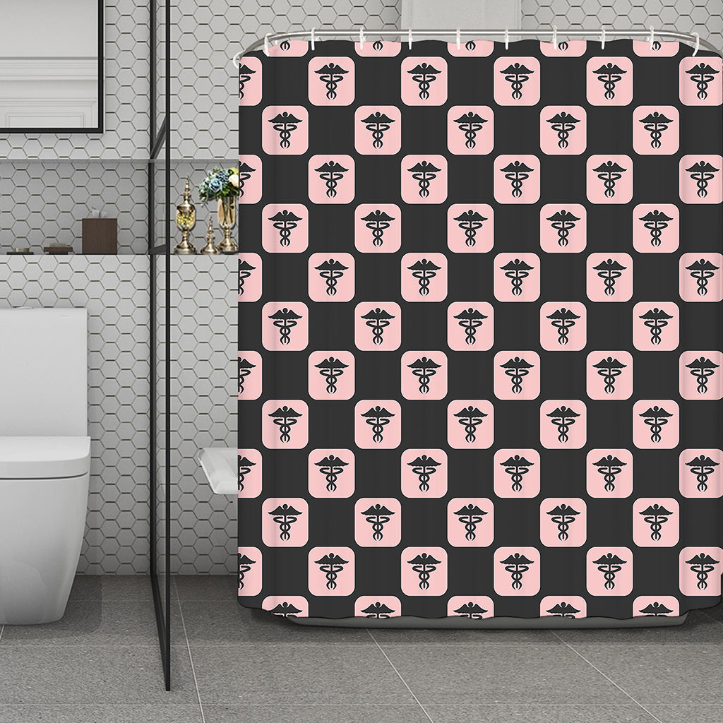 Caduceus Pattern Print Polyester Shower Curtain