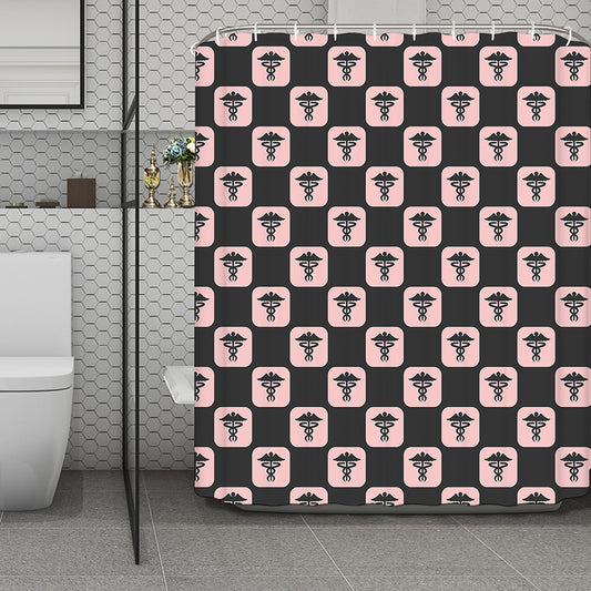 Caduceus Pattern Print Polyester Shower Curtain